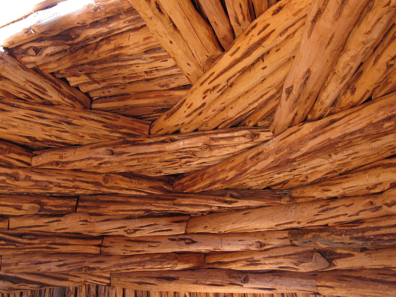 View of the ceiling of the hogan.  Another choice for a jig saw puzzle